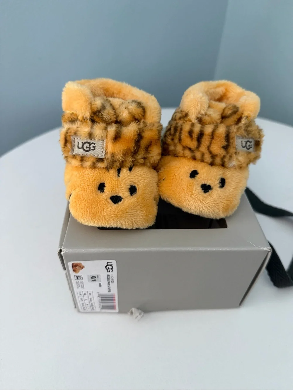 UGG Kids Plush Tiger Booties in Orange and Brown